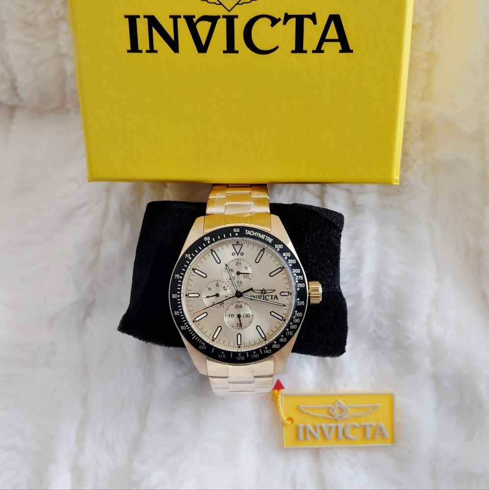 Invicta Gold and Black Mens 45mm Watch